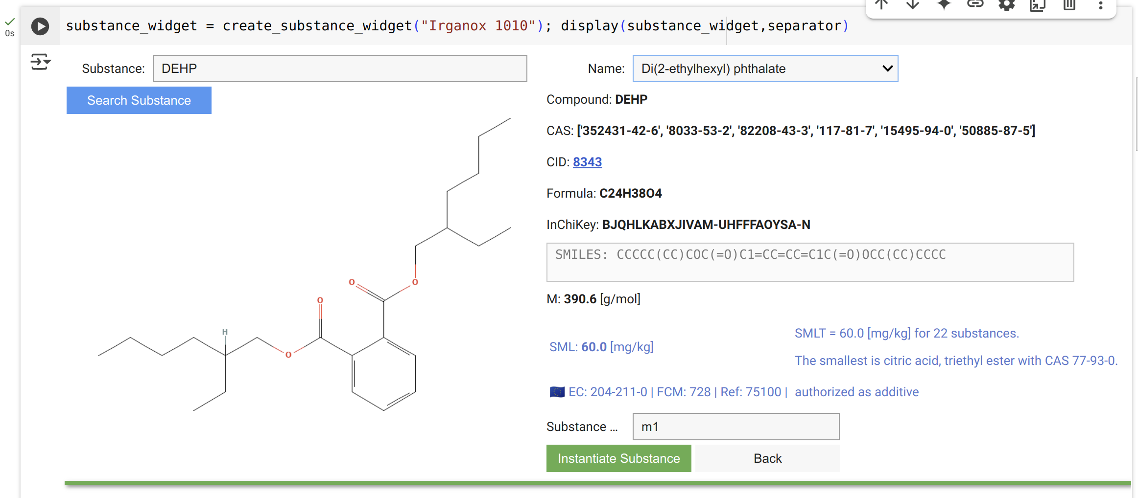 Substance (+) Search Interface