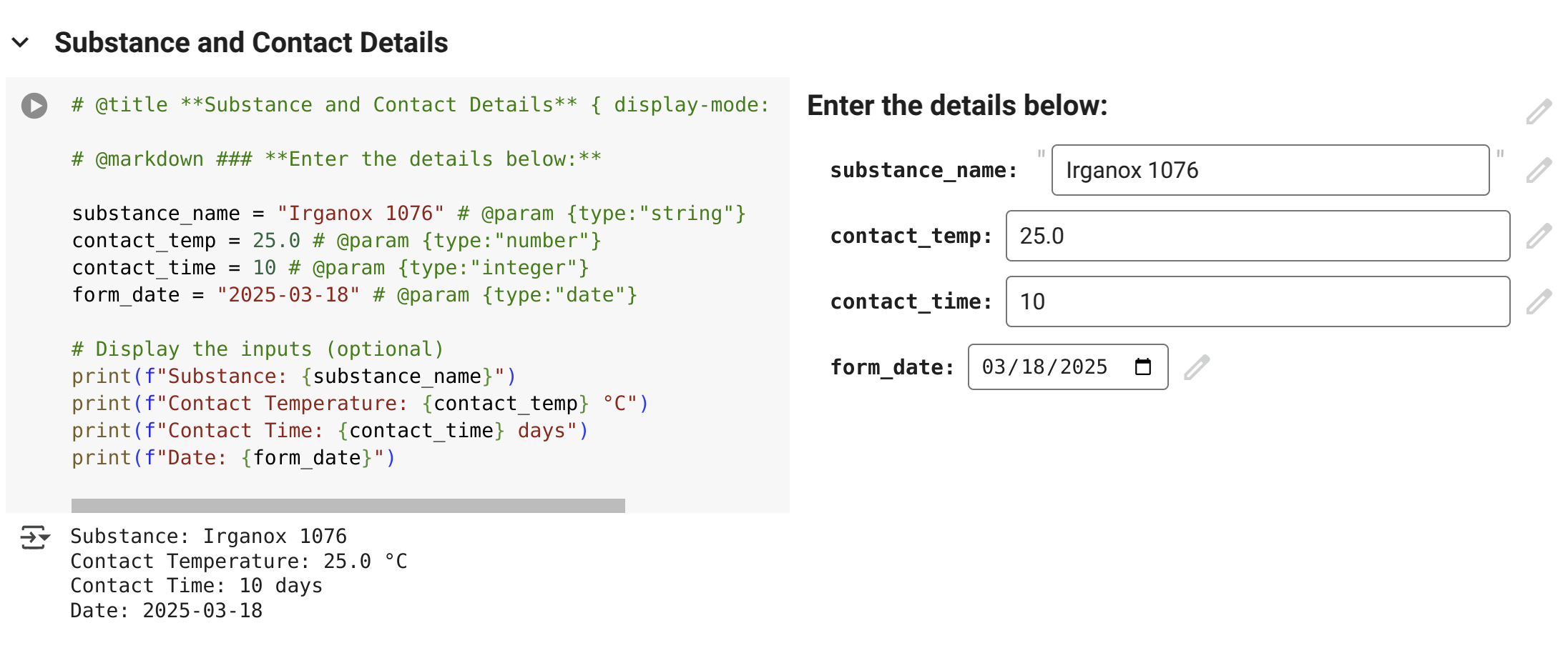 Colab Form Example